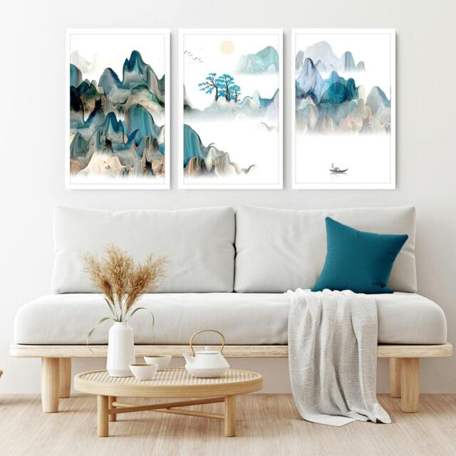 Rackhams Japan art prints - set of 3 wall art prints for living room - 16 x 22 inches / 40.65 cm x 56 cm - Polyester Canvas 260 gsm - Canvas wrapped - image 1