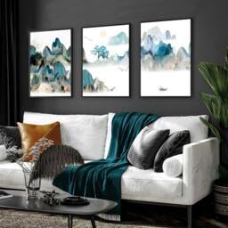 Rackhams Japan art prints - set of 3 wall art prints for living room - 16 x 22 inches / 40.65 cm x 56 cm - Polyester Canvas 260 gsm - Canvas wrapped - thumbnail 3