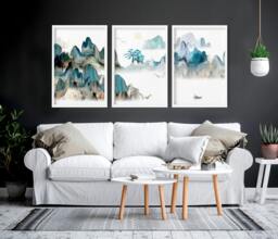 Rackhams Japan art prints - set of 3 wall art prints for living room - 16 x 22 inches / 40.65 cm x 56 cm - Polyester Canvas 260 gsm - Canvas wrapped - thumbnail 2