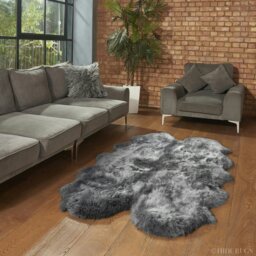 Rackhams Sheepskin Rug Quad Grey - Grey - Quad