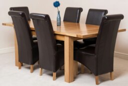 Rackhams Seattle Oak Extending Dining Table with Montana Leather Chairs - 4 chairs - Black - thumbnail 5
