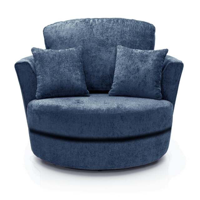 Rackhams Monaco Chenille Fabric Swivel Chair - Blue - image 1