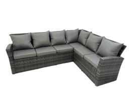 Rackhams Rattan Garden Outdoor Furniture Set 10 Seater Garden Sofa Coffee Table Set with Chair 3 Footstools Dark Grey Mixed - thumbnail 3