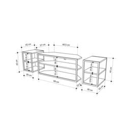 Rackhams Modern Echo TV Unit Set for TVs up to 43-Inches w/ 2 Storage Side Table 3 Piece Set Media Centre Living Room - Mocha Grey - thumbnail 3