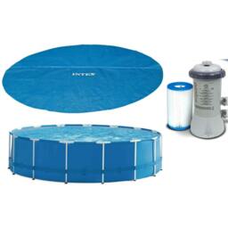 Rackhams 10FT Metal Frame Swimming Pool With Filter Pump and Solar Cover