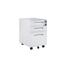 Rackhams 2 Drawer Curved Metal Under Desk Mobile Pedestal Unit Filing Cabinet - Fully Assembled - White - Wood - 50cm(d)58cm(h)38cm(w) - thumbnail 1