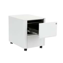 Rackhams 2 Drawer Curved Metal Under Desk Mobile Pedestal Unit Filing Cabinet - Fully Assembled - White - Wood - 50cm(d)58cm(h)38cm(w) - thumbnail 3
