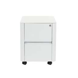 Rackhams 2 Drawer Curved Metal Under Desk Mobile Pedestal Unit Filing Cabinet - Fully Assembled - White - Wood - 50cm(d)58cm(h)38cm(w) - thumbnail 5