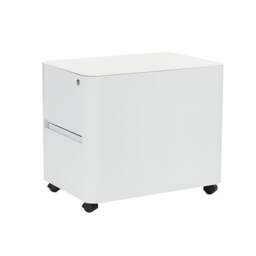 Rackhams 2 Drawer Curved Metal Under Desk Mobile Pedestal Unit Filing Cabinet - Fully Assembled - White - Wood - 50cm(d)58cm(h)38cm(w) - thumbnail 6