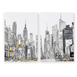 Rackhams Wall Decor For Hallway - Set of 2 Urban Skyscrapers Wall art Prints - 20 x 30 in / 50 x 76 cm - Polyester Canvas 260 gsm - Canvas wrapped - thumbnail 1