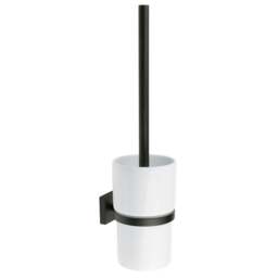Rackhams Matt Black Toilet Brush and Porcelain Holder