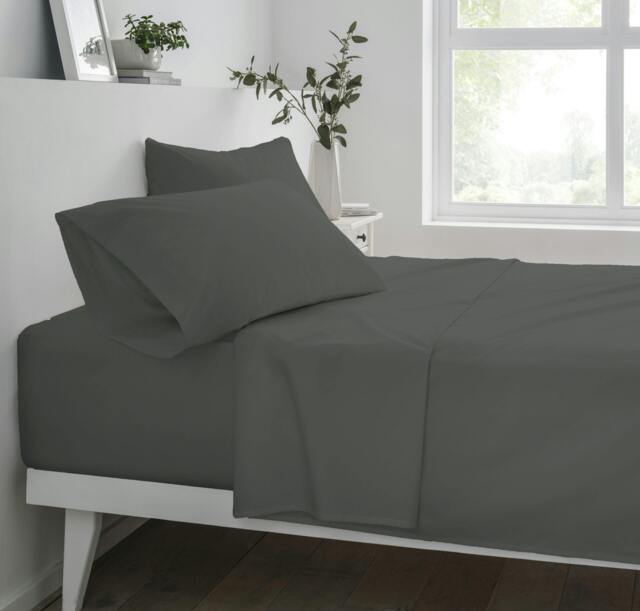 Rackhams Deluxe Fitted Sheet or Pillowcase Pair - Charcoal - Single (90cm x 190cm) + 25cm Deep - image 1