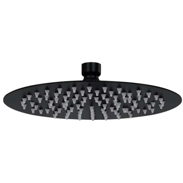 Rackhams Rain Shower Head Stainless Steel 20 cm Round Black