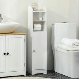 Rackhams Multi-Storage Narrow Bathroom Cabinet - White - thumbnail 2