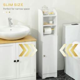 Rackhams Multi-Storage Narrow Bathroom Cabinet - White - thumbnail 6