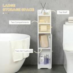 Rackhams Multi-Storage Narrow Bathroom Cabinet - White - thumbnail 4