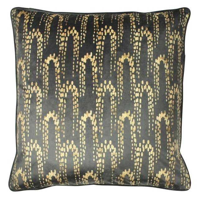 Rackhams Wisteria Velvet Square Cushion Cover - Charcoal - One Size - Charcoal - 100% Polyester - image 1