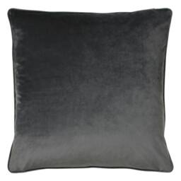 Rackhams Wisteria Velvet Square Cushion Cover - Charcoal - One Size - Charcoal - 100% Polyester - thumbnail 2