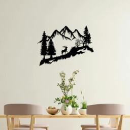 Rackhams Mountain Peak and Forest Silhouette Metal Wall Decor 60 cm - Metal - Black - thumbnail 1