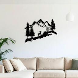 Rackhams Mountain Peak and Forest Silhouette Metal Wall Decor 60 cm - Metal - Black - thumbnail 2