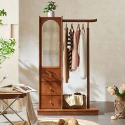 Rackhams Jessica Rattan Wardrobe, Coat Rack, Wood - thumbnail 2