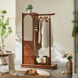 Rackhams Jessica Rattan Wardrobe, Coat Rack, Wood - thumbnail 1