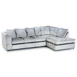 Rackhams Crystal Crushed Velvet Scatter Back 5 Seater L Shaped Corner Sofa - Mink - Left Hand Facing - thumbnail 2