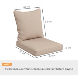 Rackhams Garden Chair Cushion Set with 1 Seat and 1 Back Pad, Beige - Light Grey - Polyester - Outdoor Seat Cushion Set - thumbnail 6