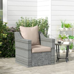 Rackhams Garden Chair Cushion Set with 1 Seat and 1 Back Pad, Beige - Light Grey - Polyester - Outdoor Seat Cushion Set - thumbnail 3