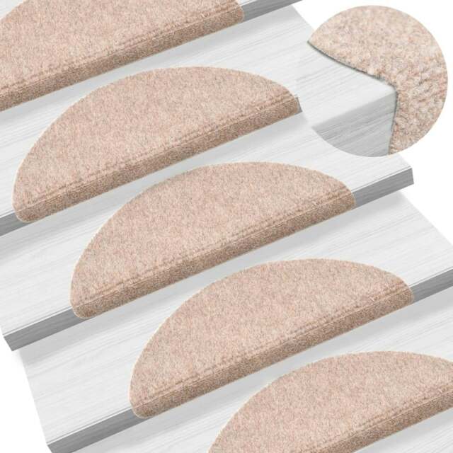 Rackhams 15 pcs Self-adhesive Stair Mats Needle Punch 56x17x3 cm Brown