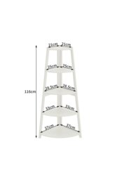 Rackhams 5 Tier Wooden Ladder Corner Bookcase Trapezoidal Fan-Shaped Book Shelf Storage Shelf - White - thumbnail 6
