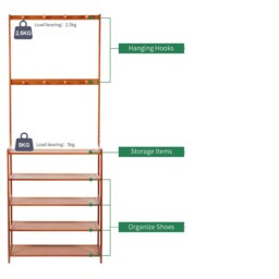 Rackhams Large Wooden Hat and Coat Stand with 5 Tiers and Shoe Rack - thumbnail 5