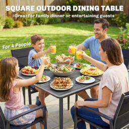 Rackhams Garden Dining Table, Outdoor Table with Umbrella Hole - Dark Grey - Garden Dining Table - thumbnail 4