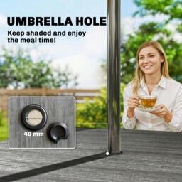 Rackhams Garden Dining Table, Outdoor Table with Umbrella Hole - Dark Grey - Garden Dining Table - thumbnail 5