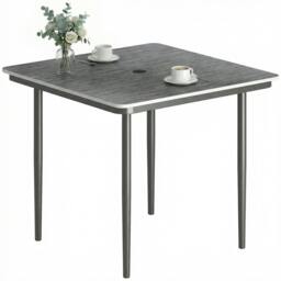 Rackhams Garden Dining Table, Outdoor Table with Umbrella Hole - Dark Grey - Garden Dining Table - thumbnail 2
