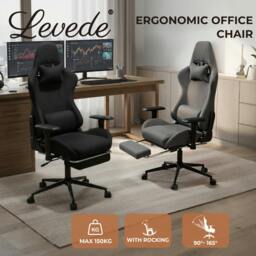Rackhams Ergonomic Office Chair Reclining Executive Chair Spring Seat Adjustable Armrest - Grey - thumbnail 3