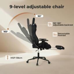 Rackhams Ergonomic Office Chair Reclining Executive Chair Spring Seat Adjustable Armrest - Grey - thumbnail 6