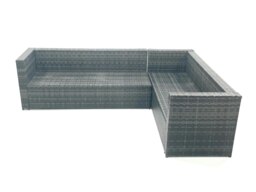 Rackhams Outdoor Lounge Rattan Corner Sofa Set Garden Furniture Rectangular Dining Table Chair Dark Grey - thumbnail 3