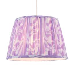 Rackhams Modern Lilac Pleated Cotton Fabric Lamp Shade with Wavy Lines Design - thumbnail 2