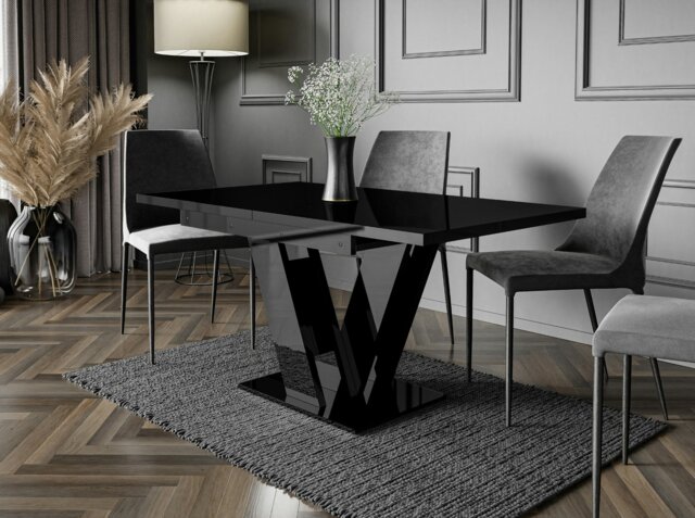 Rackhams Retro Container Store Extendable Dining Table 4-6 Seater MASIV Black Gloss - image 1
