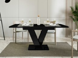 Rackhams Retro Container Store Extendable Dining Table 4-6 Seater MASIV Black Gloss - thumbnail 4