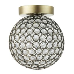 Rackhams Modern Antique Brass and Clear Beaded Glass IP44 Rated Bathroom Ceiling Light - thumbnail 2