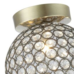 Rackhams Modern Antique Brass and Clear Beaded Glass IP44 Rated Bathroom Ceiling Light - thumbnail 3