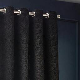 Rackhams New Galaxy Chenille Eyelet Curtains - Black - 117cm x 137cm - Black - 100% Polyester - thumbnail 2