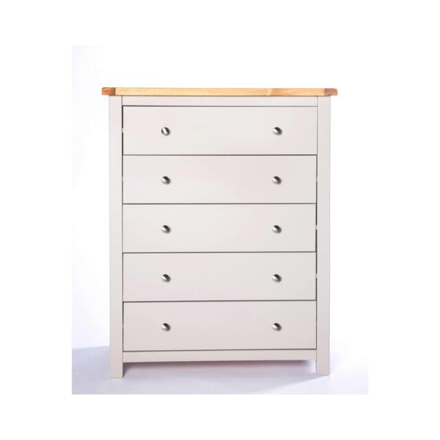 Rackhams Argenta 5 Drawer Chest of Drawers Chrome Knob - Light Grey - image 1