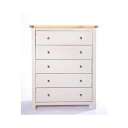 Rackhams Argenta 5 Drawer Chest of Drawers Chrome Knob - Light Grey - thumbnail 1