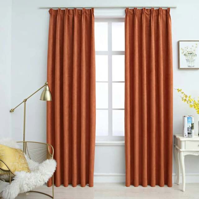 Rackhams Blackout Curtains with Hooks 2 pcs Rust 140x225 cm - 100% Polyester, with a suede touch