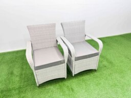 Rackhams Rattan Garden Furniture Set with Rectangular Dining Table And Dining Chairs 4 Seater Light Grey Mixed - thumbnail 4