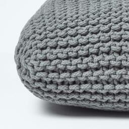 Rackhams Square Cotton Knitted Pouffe Floor Cushion - Black - thumbnail 5
