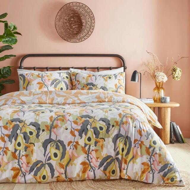 Rackhams Huerta Tropical Duvet Cover Set - Mango - King - Mango - 50% Cotton/50% Polyester - image 1